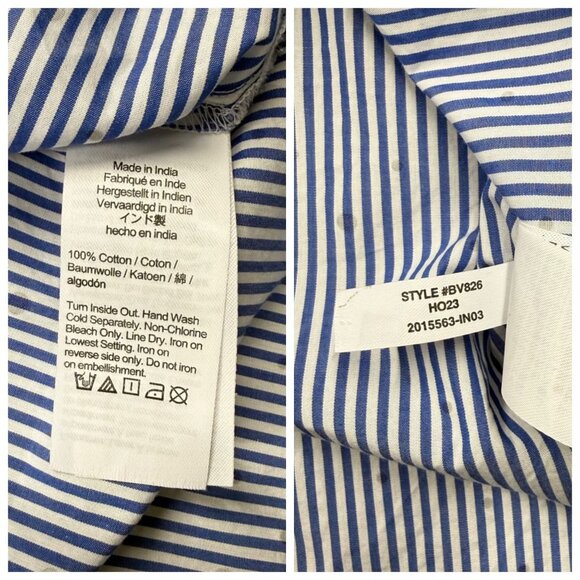J.Crew Garcon Pinstripe Shirt Crop Crystal Detail Poplin Preppy Coastal Women 10 - Picture 8 of 13